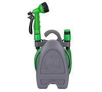 Kinzo Tubo flessibile da giardino, 10 m, con accessori e supporto per tubo da giardino, ugello con 7 modalità di spruzzo, plastica, verde/grigio
