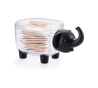 KINZON Elphant noir-Support en forme d'lphant pour cure-dents et cotons-tiges avec couvercle