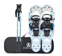 KinZon Racchette da neve 3 in 1, leggere e resistenti, con bastoni da trekking e borsa da trasporto, dispositivo di sollevamento del tallone,per escursioni (Azzurro, 63,5 cm(per54-86 kg))