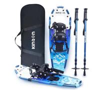 KinZon Racchette da neve 3 in 1, leggere e resistenti, con bastoni da trekking e borsa da trasporto, dispositivo di sollevamento del tallone,per escursioni (Blu, 63,5 cm(per54-86 kg))