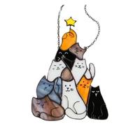 Kioball Cat Christmas Tree Acrilico Gattini Impilati Ornamento Appeso Albero Colorato Decorazione Natalizia per Finestra