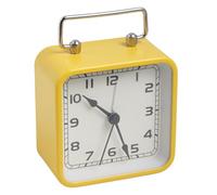 Kioball Piccolo Orologio da Tavolo con Sveglia Quadrata in Metallo, Silenzioso, per Studenti, con Orologio al Quarzo Luminoso, Giallo