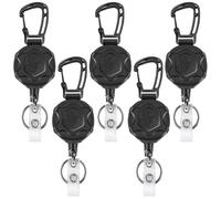 Kioball Retrattili con Bobina Porta Badge Resistente, Clip Porta Badge Retrattile con Fibbia da Alpinismo Migliorata, 5 Pezzi