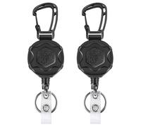 Kioball Retrattili con Bobina Porta Badge Resistente, Clip Porta Badge Retrattile con Fibbia da Alpinismo Migliorata, 2 Pezzi