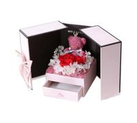 Kioball Scatola Regalo con Rose, Doppia Porta, per San, con Fiori, Portagioie, Scatola Regalo con Fiori A Forma di Orso, Grande Rosso