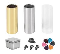 Kioball Set di Guide per Chitarra da 60 Mm, Guide per In Metallo/Vetro In Acciaio Inossidabile, 6 Plettri per Chitarra e 4 Plettri per Chitarra, Accessori