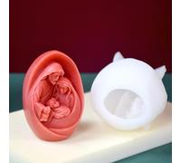 Kioball Stampo per candele a forma di famiglia Gesù, in silicone, fatto a mano, 3D, regalo di Natale, decorazione per la casa, stampo fai da te, 1 pezzo