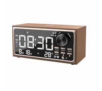 Kioball Sveglia Radio Vintage con Doppia Allarme e Ricarica Wireless, Radio FM, Display A LED, Controllo di Regolazione 'Intensità per la Camera da Letto
