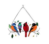 Kioball Uccelli Multicolori su Pannello per Finestre nel Vetro Colorato Un 1 Filo, Decorazioni per La Casa con Ornamenti nel Serie di Uccelli-4 Uccelli
