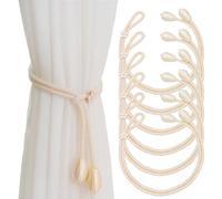 Kioiner Fermatende per Tenda, 6 Pezzi, Beige, Corda di Cotone con Tendine di Mucca, Senza Finitura