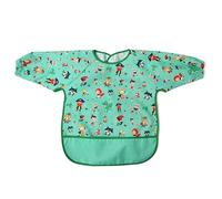 Kiokids Bavaglino impermeabile con maniche verdi | Bavaglino a maniche lunghe per mangiare e dipingere, chiusura con velcro, tasca raccogli-briciole | riutilizzabile, leggero e lavabile, unisex e