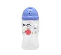 KIOKIDS | Bottiglia con cannuccia per bambini | Cannuccia in silicone morbido e sicuro | Coperchio scorrevole igienico | Materiali che non assorbono odori e sapori | Capacità di 350 ml | Blu