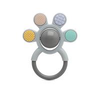 KIOKIDS | Massaggiagengive a sonagli in silicone | Il silicone morbido non assorbe odori o sapori | Forma ergonomica per una facile presa | Diverse trame che massaggiano le gengive | Grigio