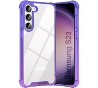 KIOMY Custodia trasparente con graziose sfumature colorate design per Samsung Galaxy S23, design ibrido, retro rigido in policarbonato con cornice flessibile in TPU, antiurto, custodia protettiva