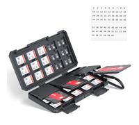 Kiorafoto Porta Schede SD con 3 Custodia per Schede di Memoria, Solo Formato Carta di Credito, 110 Schede con 36 Schede SDXC SDHC e 74 Schede Micro SD TF, Impermeabile + Etichettatura gratuita