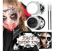Kioriur Black White Face Paint Makeup - Colori per la pelle, tavolozza per il trucco con pennelli | Vernici per la pelle a copertura totale, kit per il trucco del vampiro scheletro del , diverten