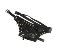 Kioriur Cintura medievale - Cintura nera con coulisse medievale vintage, borsa da cintura con rivetti retrò rinascimentale | Set portamonete cintura in pelle, borsa laterale tascabile gioco di ruolo d