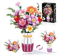 kiothdre Flower Building Set di giocattoli da costruzione con vaso, 16 bouquet, 1278 pezzi, per adulti, donne, collezione botanica, decorazione per la casa