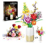 kiothdre Set Costruzioni Bouquet Fiori - Kit Blocchi Botanical Fiori Flowers per Adulti Donna, 1458PCS Piante Botanic Artificiali per Decorare Casa Ufficio- Regalo Natale Compleanno
