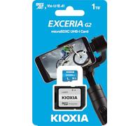 KIOXIA Exceria G2 - Scheda di memoria microSD da 1 TB con adattatore, classe di velocità UHS, classe 30, velocità video 30, velocità di scrittura fino a 50 MB/s (blu)