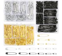 Kiperline 900 spille da balia, 6 misure, da 18 a 53 mm, resistenti alla ruggine, resistenti alla ruggine, per abbigliamento, artigianato, cucito, (argento + nero + oro)