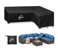 Kipiea Coperture per mobili da giardino a forma di L Impermeabili, Copertura per divano angolare da esterno 420D Tessuto Oxford Antivento, Anti-UV, Resistenti agli Strappi - ( 264x214x85x78/61cm)