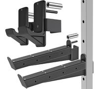 Kipika Braccio di sicurezza e ganci a J per rack di alimentazione da 5,1 x 5,1 cm con foro da 1,6 cm o 2,5 cm - robusti supporti per manubri e fermi con cuscinetti in gomma - fissaggi per