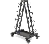 Kipika Supporto per manubri con telaio ad A, 4 ripiani, organizer portatile per riporre pesi con ruote, attrezzatura da palestra domestica, adatto per riporre manubri, kettle bell