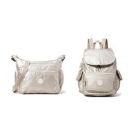 Kipling GABBIE, Borsa a Tracolla, Donna, Argento (Metallic Glow), Taglia unica City Pack S, Zaino Donna, Argento (Silver Metallic Glow), Taglia unica