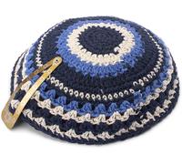 Kippah Ebraica Uncinetto Colorata In Cotone Cappello Israel Cupples + Clip