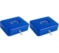 Kippen 10032B4 - Cassetta Portavalori con Vassoio Portamonete. Colore Blu. Dimensioni: 300X240X90mm. (Confezione da 2)