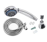 Kippen 5207 - Kit Doccia "Positano" Composto da: Soffione Multigetto con Funzione Anticalcare, flessibile doccia e Supporto in Plastica per Attacco a Parete