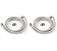 Kippen 5801X - Tubo Flessibile per Lavatrice e Lavastoviglie in Acciaio Inox Antipiega da 200 cm. Raccordi con Attacco F/F da 3/4” (Confezione da 2)