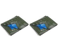 kippen 6064BS - Telone Occhiellato Bicolore con Grammatura da 90 g/m². Taglia 3x4 (12 m²) Verde/Blu (Confezione da 2)