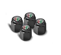KIQETCLL Tappo Valvola in Lega di Alluminio per Alfa Romeo 4C Coupe 2013 2014 2015 2016 2017 2018 2019, Antipolvere e Antigoccia, con Guarnizione per Tenuta Stabile, Adatto per Pneumatici Auto,Black