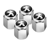 KIQETCLL Tappo Valvola in Lega di Alluminio per Peugeot e-208 2019 2020 2021 2022 2023 2024 2025, Antipolvere e Antigoccia, con Guarnizione per Tenuta Stabile, Adatto per Pneumatici Auto,Silver