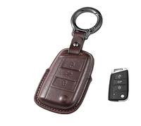 Kirain marrone caffè custodia in pelle avvolgente completa per chiave auto compatibile con VW Volkswagen Golf 7 Polo Tiguan Taigo Seat Leon Ibiza Skoda Octavia Superb Fabia con 3 pulsanti