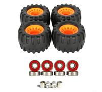 KiraKira 4 ruote per skateboard fuoristrada, 76 x 45 mm, ammortizzanti, in plastica, per longboard, sentieri, fango, erba, tutto, terreno, con cuscinetti boccole, colore nero, arancione (rosso)