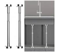 KiraKira Asta di supporto telescopica in acciaio inossidabile, 50-80 cm, regolabile, resistente, con meccanismo di bloccaggio sicuro, per sollevamento, mobile, lavandino, divano, livellamento, argento