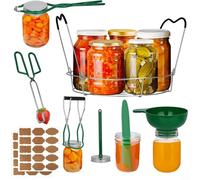 KiraKira Sollevatore per barattoli antiscivolo e forniture per l'inscatolamento per starter kit, in acciaio inox, sicuro sollevamento da acqua bollente, design ergonomico verde