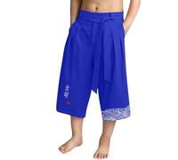 Kirakuco Pantaloni da ragazzo giapponesi Baggy 3/4 Pantaloni corti Taro per ragazzi in lino Abbigliamento Kimono Tradizionale Giapponese con Coulisse Pantaloni Pantaloni Casual Ampi Bermuda Corti