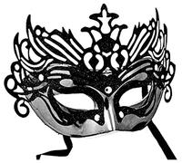 KIRALOVE Maschera nera veneziana glitterata teatrale donna costume carnevale Halloween nobile accessori travestimento regalo