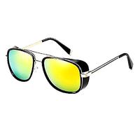 KIRALOVE Occhiali da sole tony stark - iron man - sexy - donna - uomo - unisex - montatura oro lente rosso - occhiali da sole ragazzo