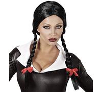 KIRALOVE Parrucca mercoledì Addams trecce Nere Sintetica Cosplay Travestimento Halloween Carnevale Donna qualità scenica Personaggio Gotico
