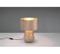 KIRAN LAMPADA DA TAVOLO CERAMICA GRIGIO E ORO CON PARALUME VELLUTO BEIGE E ORO H. 38CM 1 LUCE ATTACCO E27