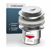 KIRCHHOFF 98807320 - Tappo di scarico universale per lavabo, valvola di scarico con troppopieno, tappo di scarico per lavabo e lavabo, cromato