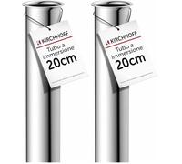Kirchhoff 98848018 Immersione Cromato, 20 cm, prolunga 200 mm Bottiglia e sifone Tubolare, 1 1/4 Pollici, Tubo aggiuntivo Extra Lungo lavandino, Scarico in Acciaio Inox, Cromo (Confezione da 2)
