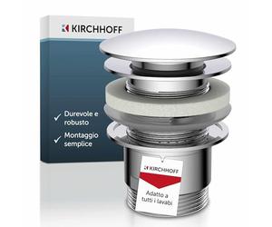 Kirchhoff Design Set universale scomparsa, valvola troppopieno, tappo di scarico per lavello e lavabo del bagno, cromo 98807330, Standard