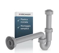 KIRCHHOFF ECO-SAVE 98801049 - Sifone in plastica riciclata, scarico per lavandino e lavabo, sifone tubolare 98801049, colore: Grigio