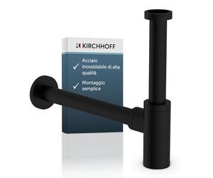 Kirchhoff Sifone di design, nero opaco, scarico per lavandino e lavabo, sifone per bottiglie, tubo di scarico, 98166220